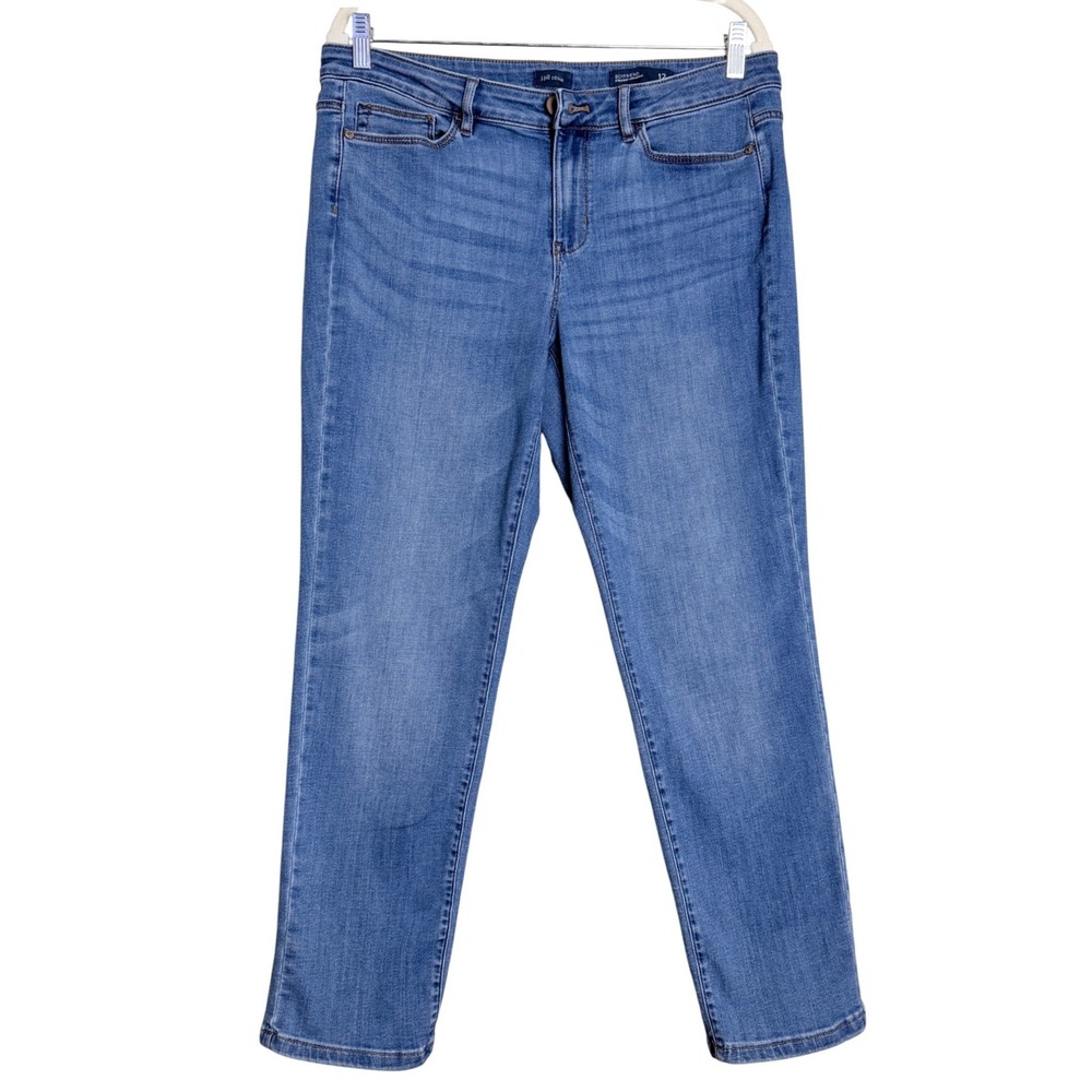 J. Jill Relaxed Boyfriend Straight-Leg Ankle Jeans 12 Petite Medium Wash Stretch